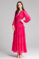 Sienna Cutout Cake Layered Maxi Dress In Rosered